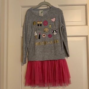 Lily Bleu gray/pink emoji dress, size 5